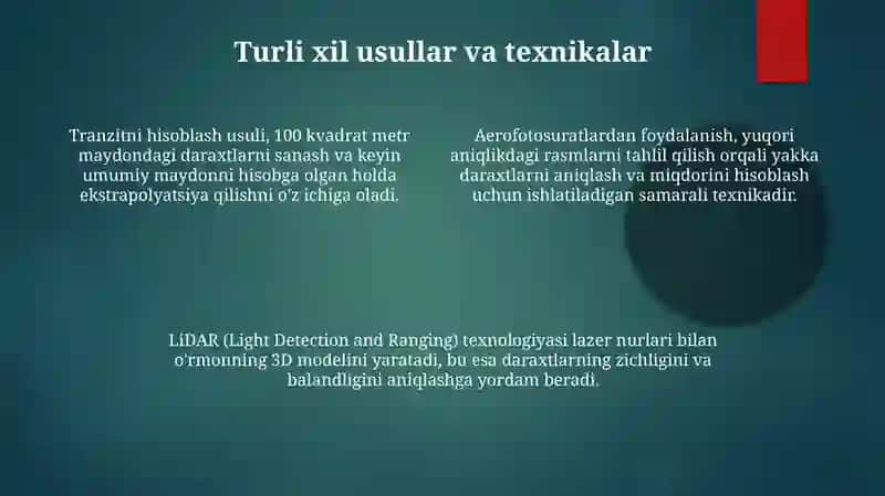 Oʻrmon undagi daraxtlar sonini aniqlash 4