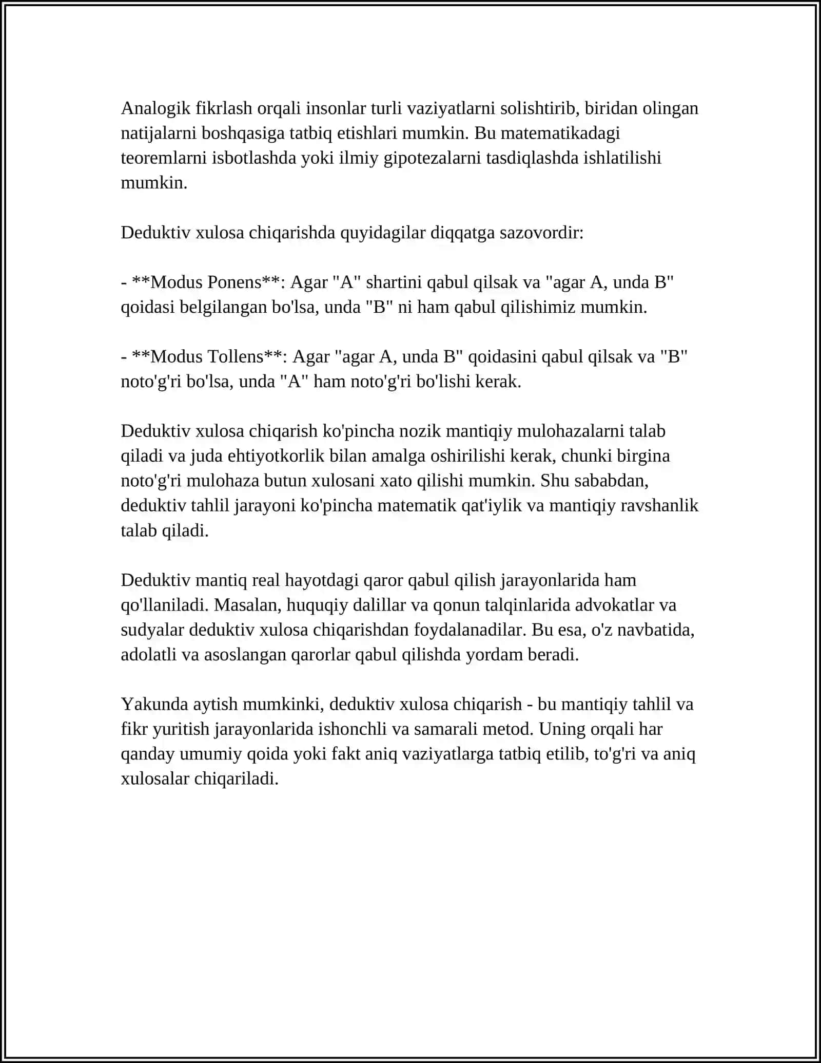 XULOSA CHIQARISHNING UMUMIY MANTIQIY TASNIFI 4