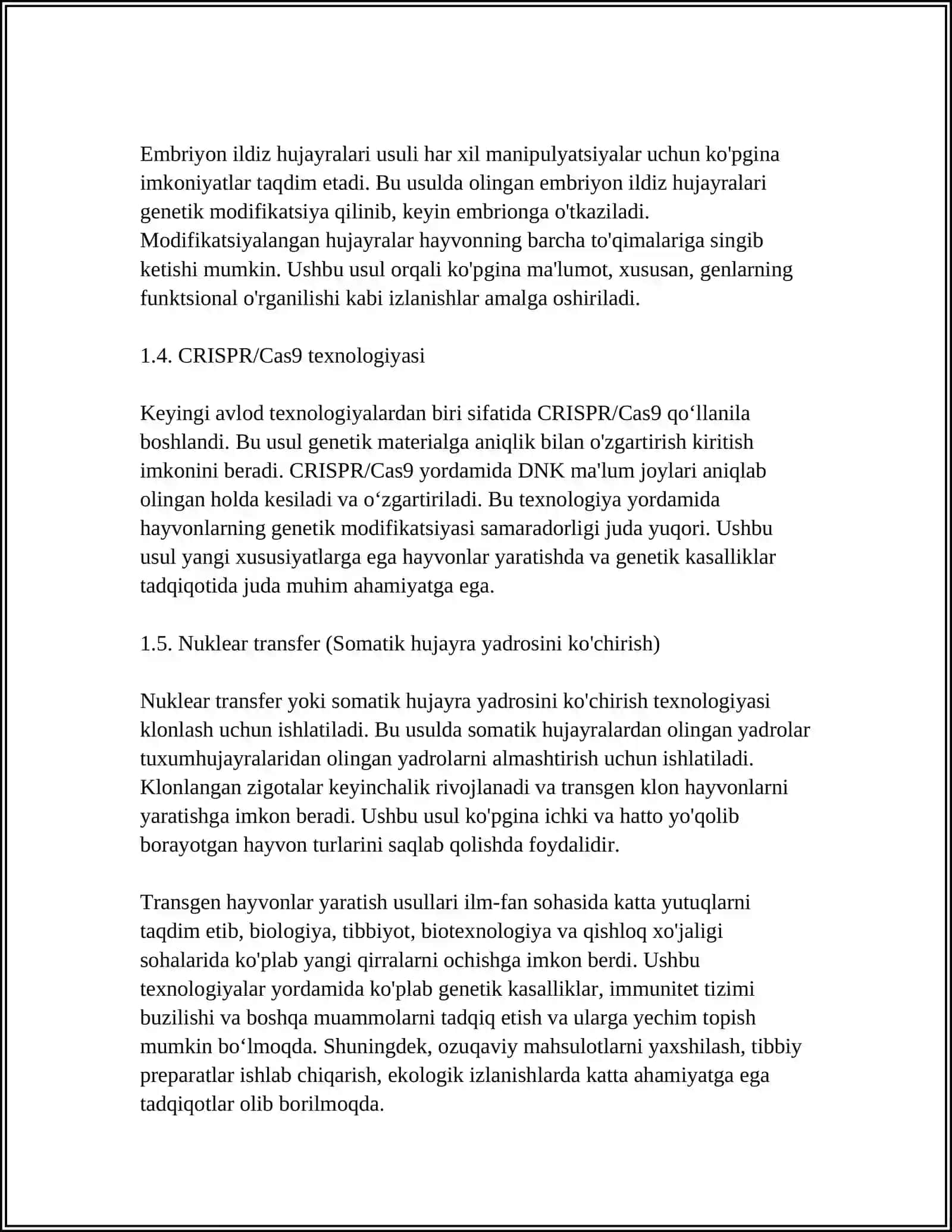 TRANSGEN HAYVONLARNI YARATISH USULLARINI O'RGANISH 4