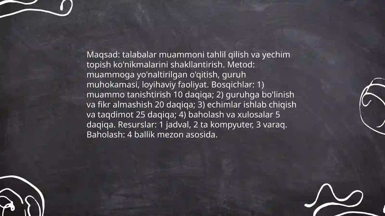 Zamonaviy taʼlim metodlariga asoslangan dars ishlanma 4