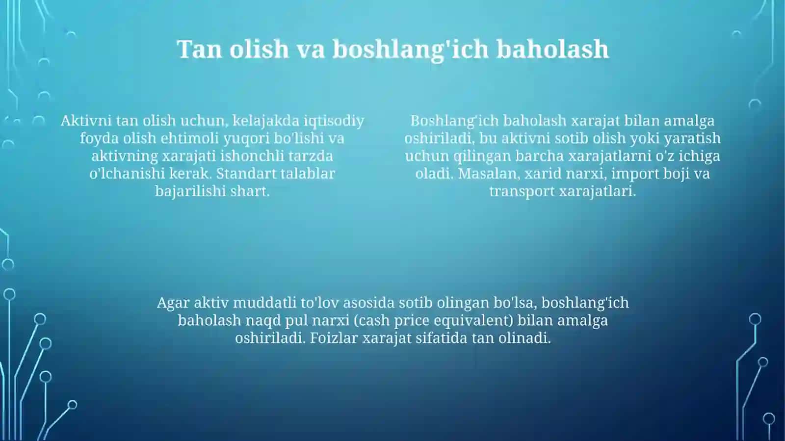 Uzoq muddatli moddiy aktivlarni hisoblash 4