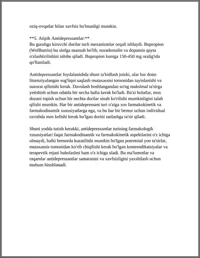 Antidepresantlarning farmakologik xususiyatlari 4