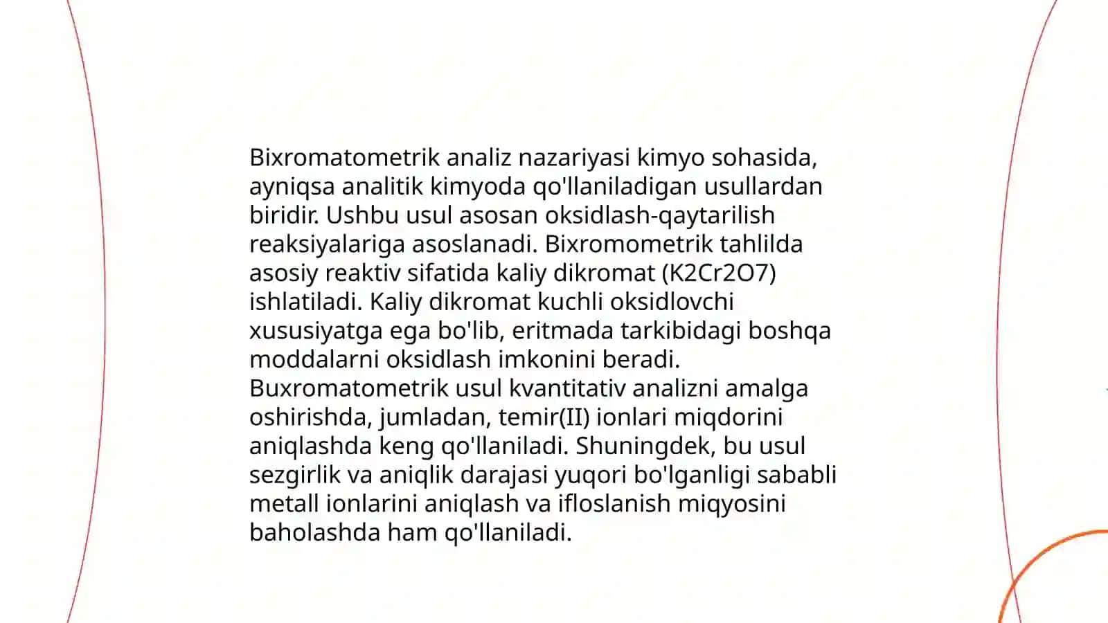 Eritmadagi Fe(lll) ionlarini bixromatometrik aniqlash 4
