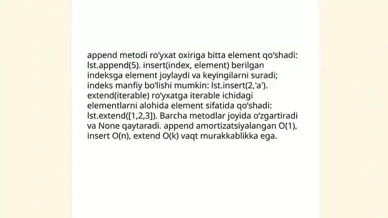 Roʻyxatlar bilan ishlash 4