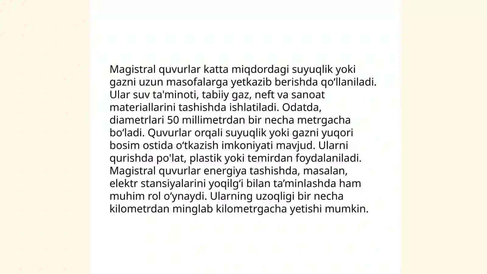 Magistral quvurlari tasnifi 4