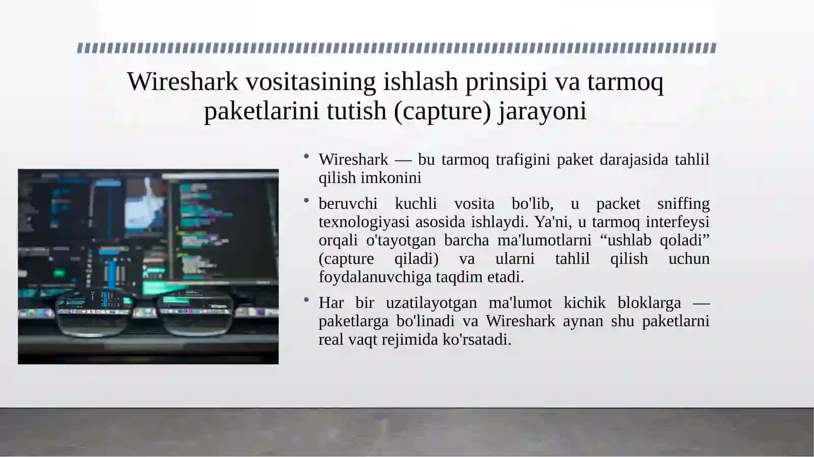 Dinamik tahlilda Wireshark yordamida tarmoq trafigini tahlil qilish va anomaliyalarni aniqlash. 4