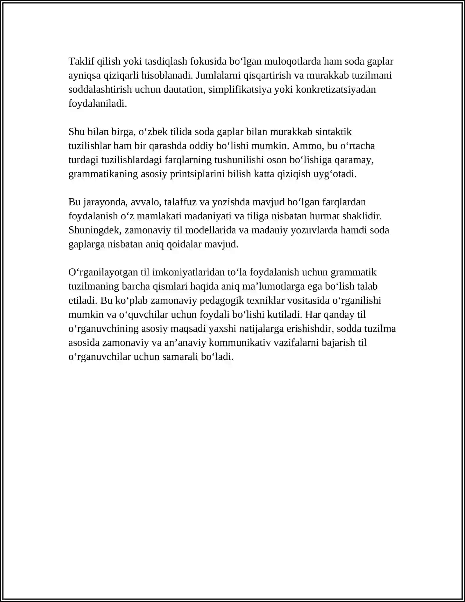 OʻZBEK TILIDA SODDA GAPLAR TAHLILI 4