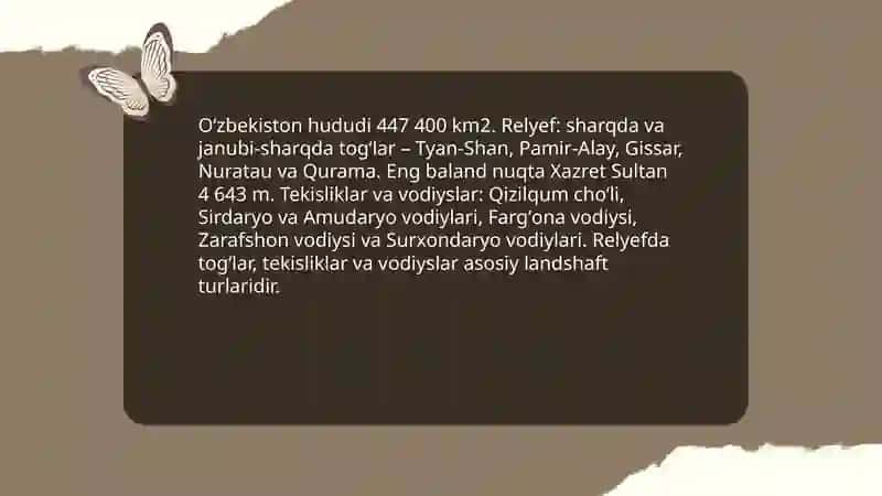 Oʻzbekiston xoʻjaligi aholisi va tabiiy geografiyasi 4