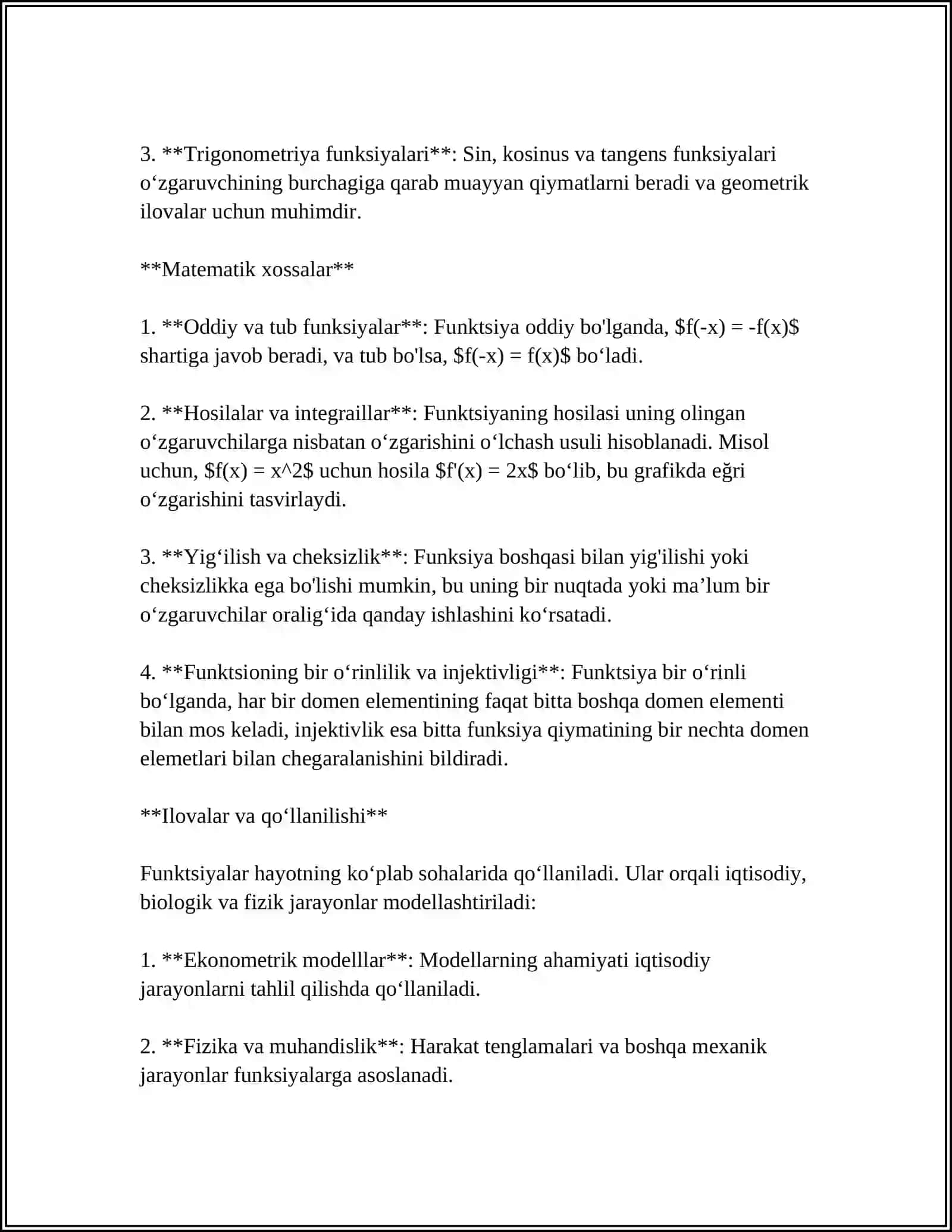 MATEMATIK FUNKSIYALAR 4