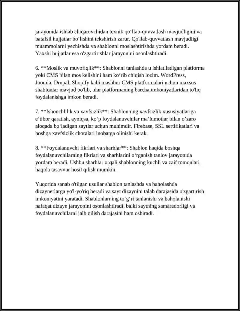 SHABLON ASOSIDA SAYT DIZAYNINI O'ZGARTIRISH USULLARI 4