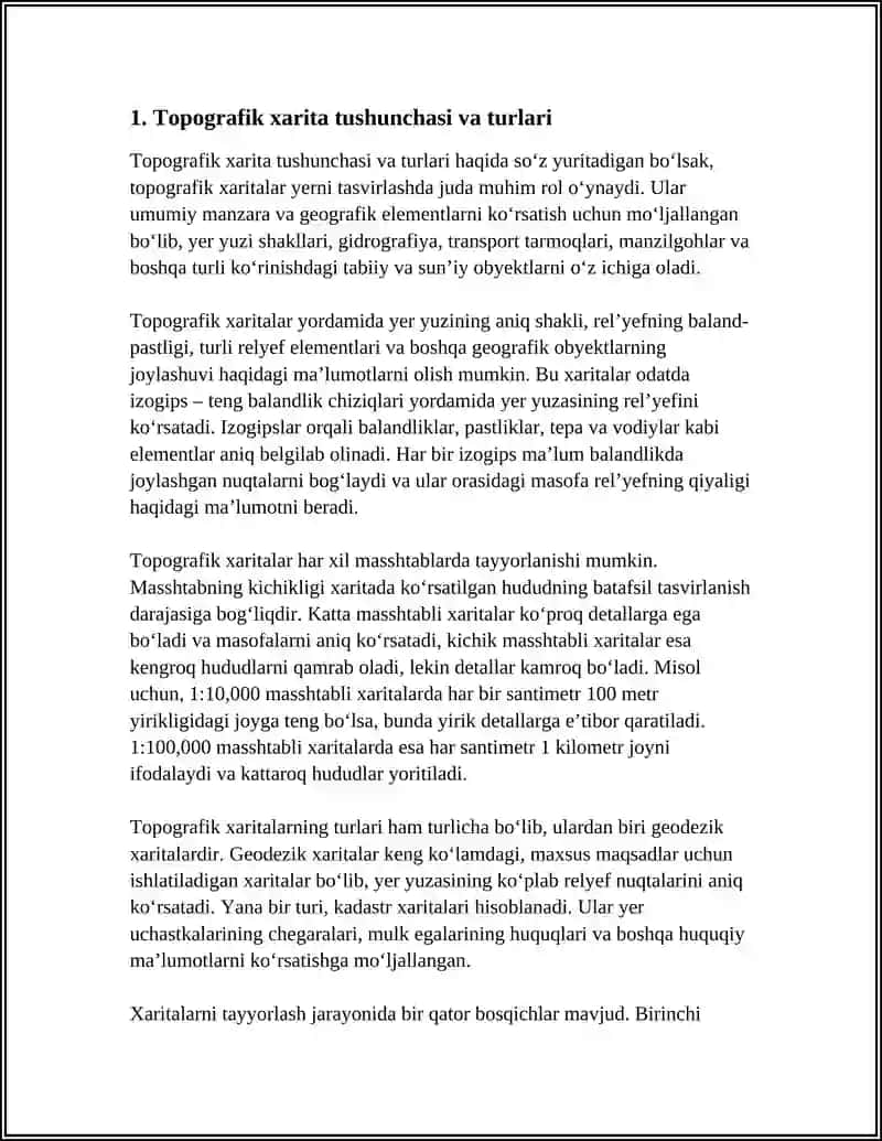 TOPOGRAFIK XARITALARNI TAYYORLASH 4