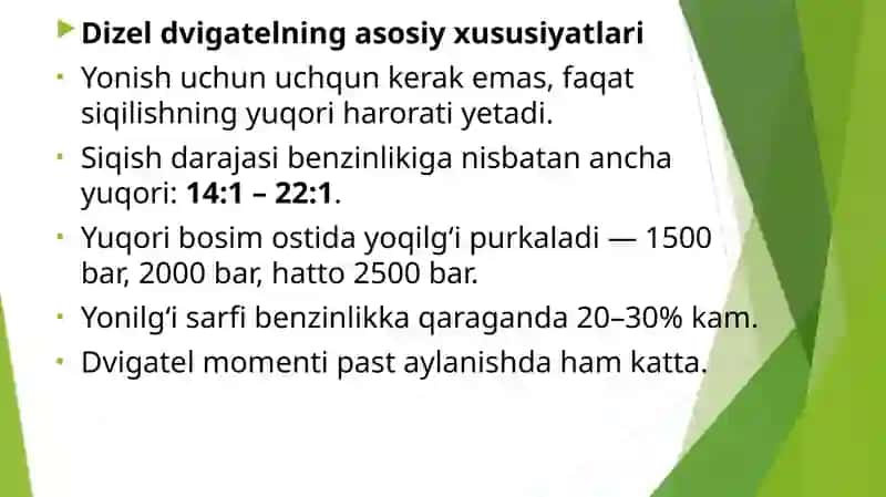 Dizelli dvigatellarning ishlash prinspi va texnologiyasi 4