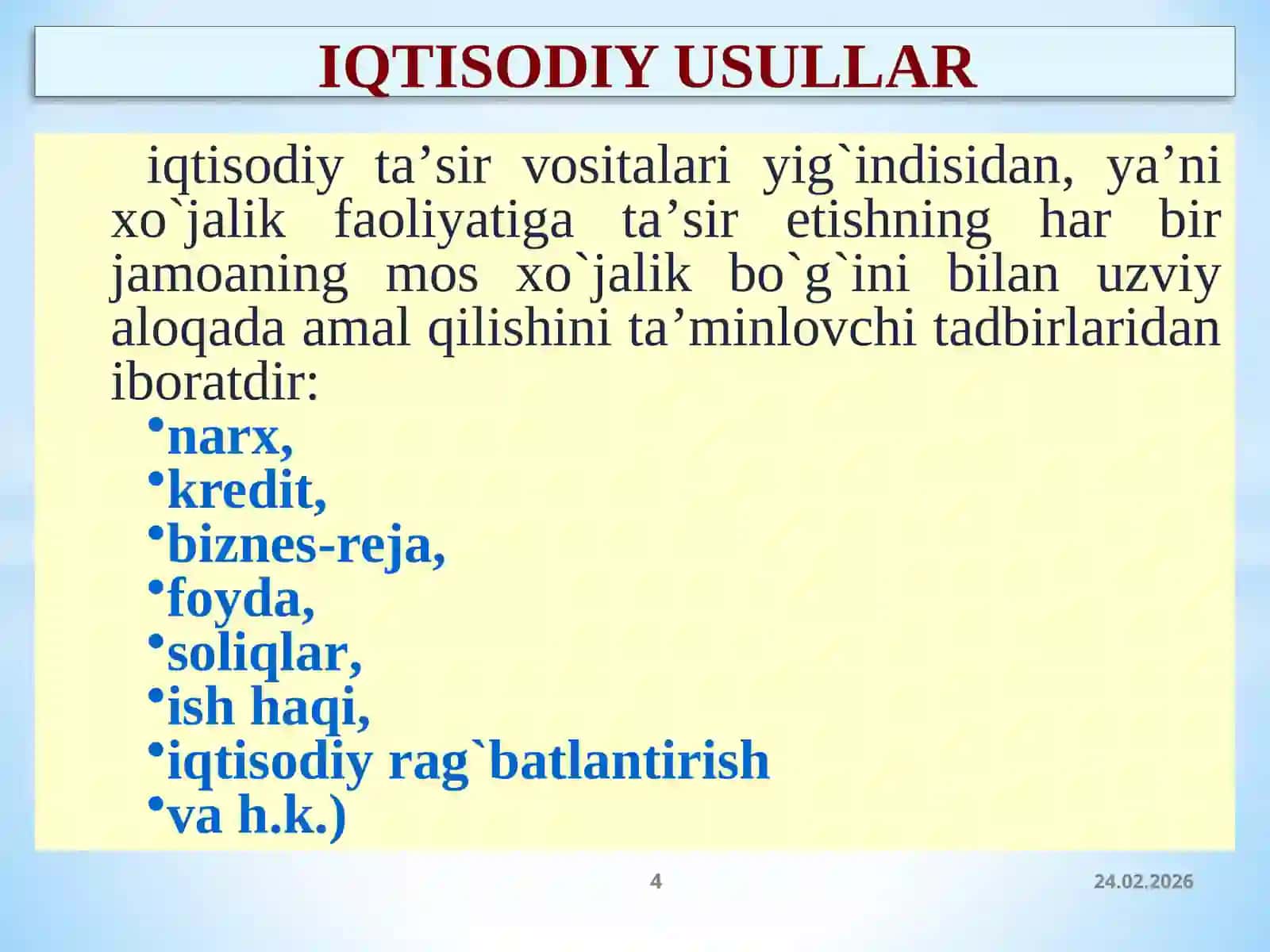 Menejmentning iqtisodiy usullari 4