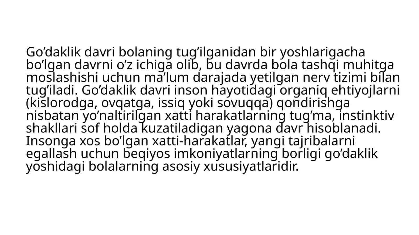Go’daklik davri 4