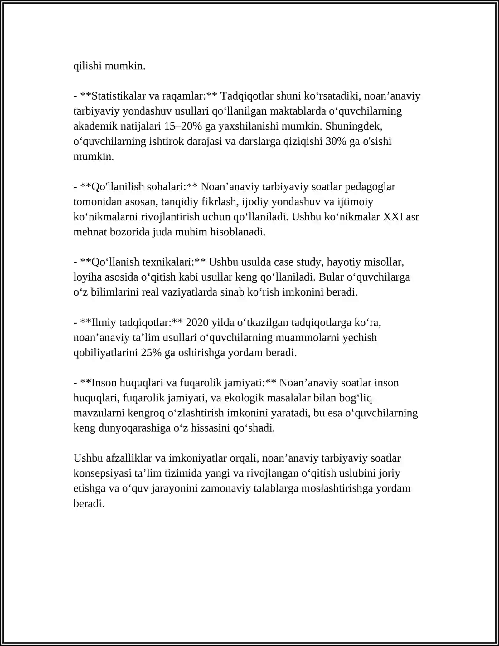 NOANʼANAVIY TARBIYAVIY SOAT MASHGʻULOTLARINI TASHKIL QILISH USULLARI 4