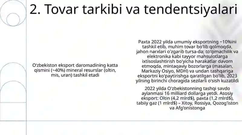 Ozbekiston tashqi savdo aylanmasi 4