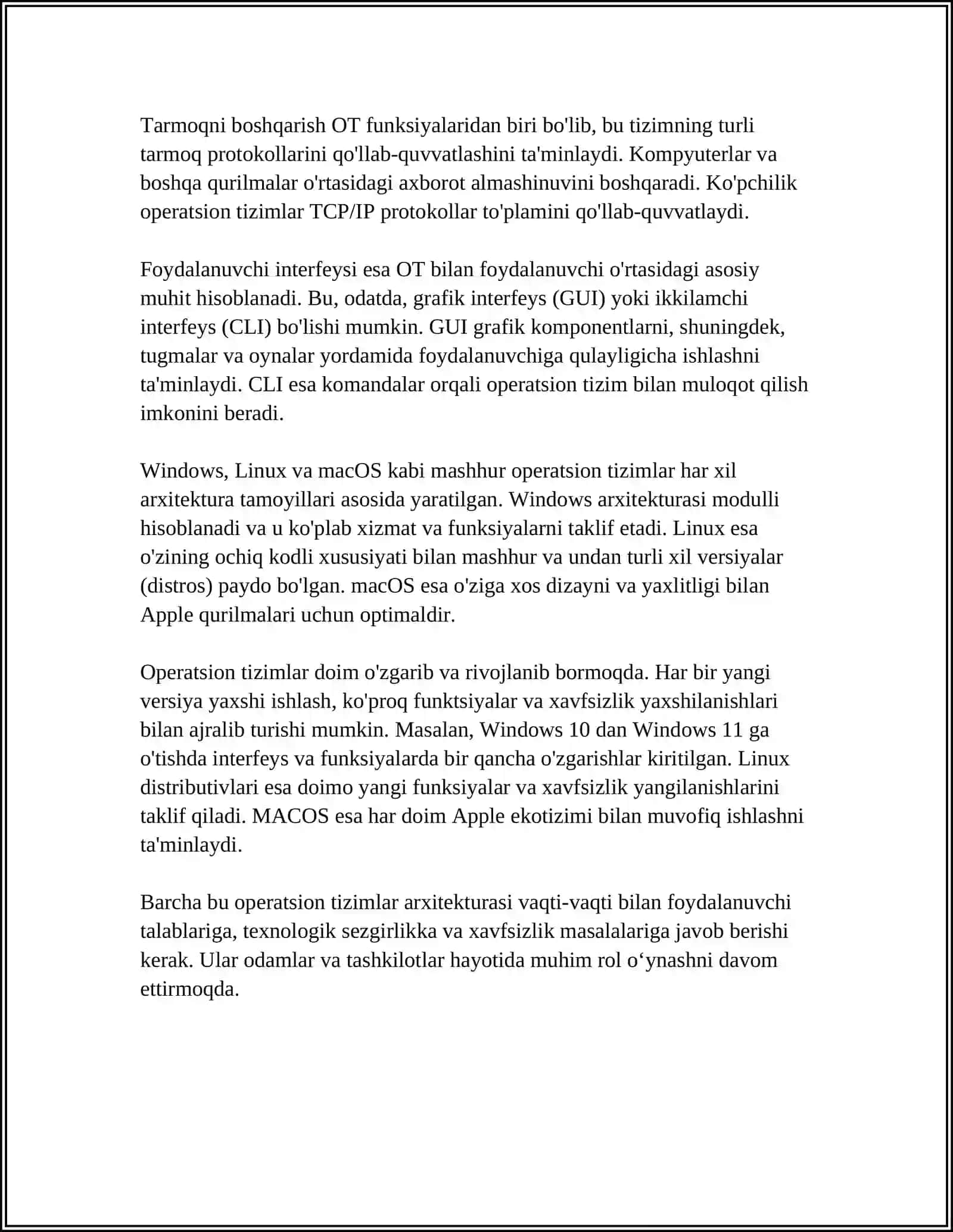 AXBOROT TIZIMLARIDA OPERATSION TIZIMLAR 4