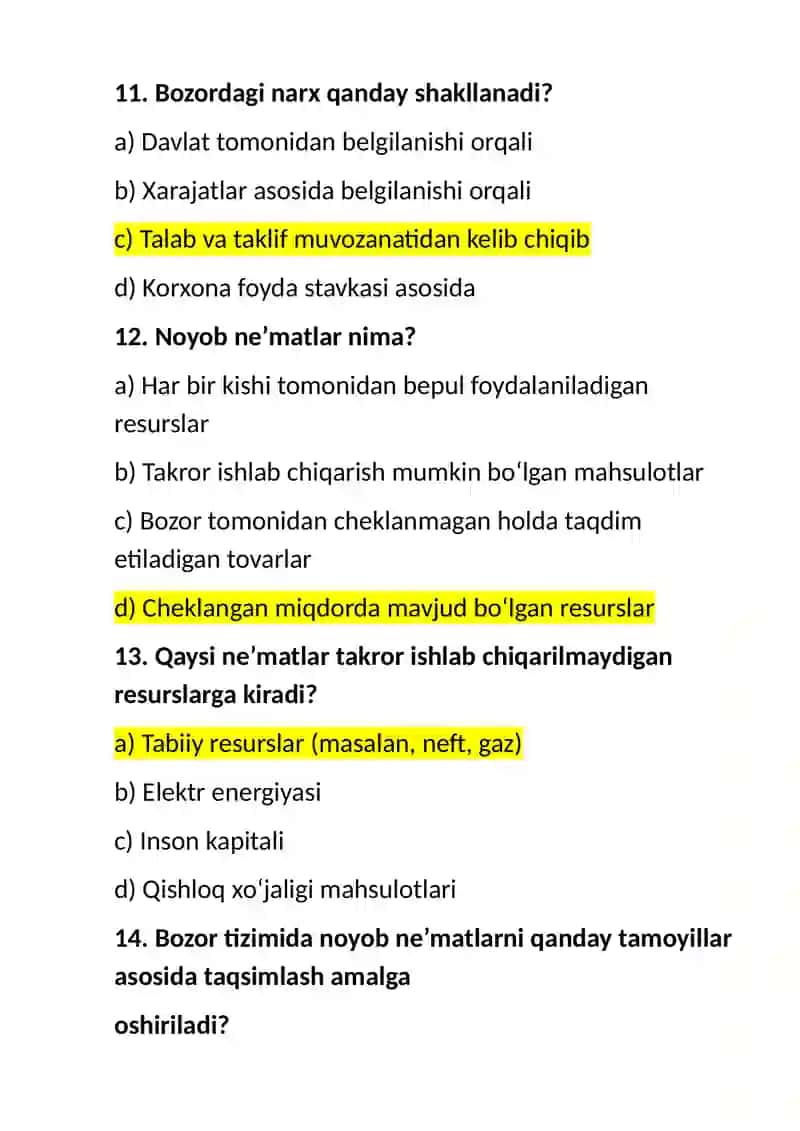 Mikroiqtisodiyot Fanidan Test Savollari 4