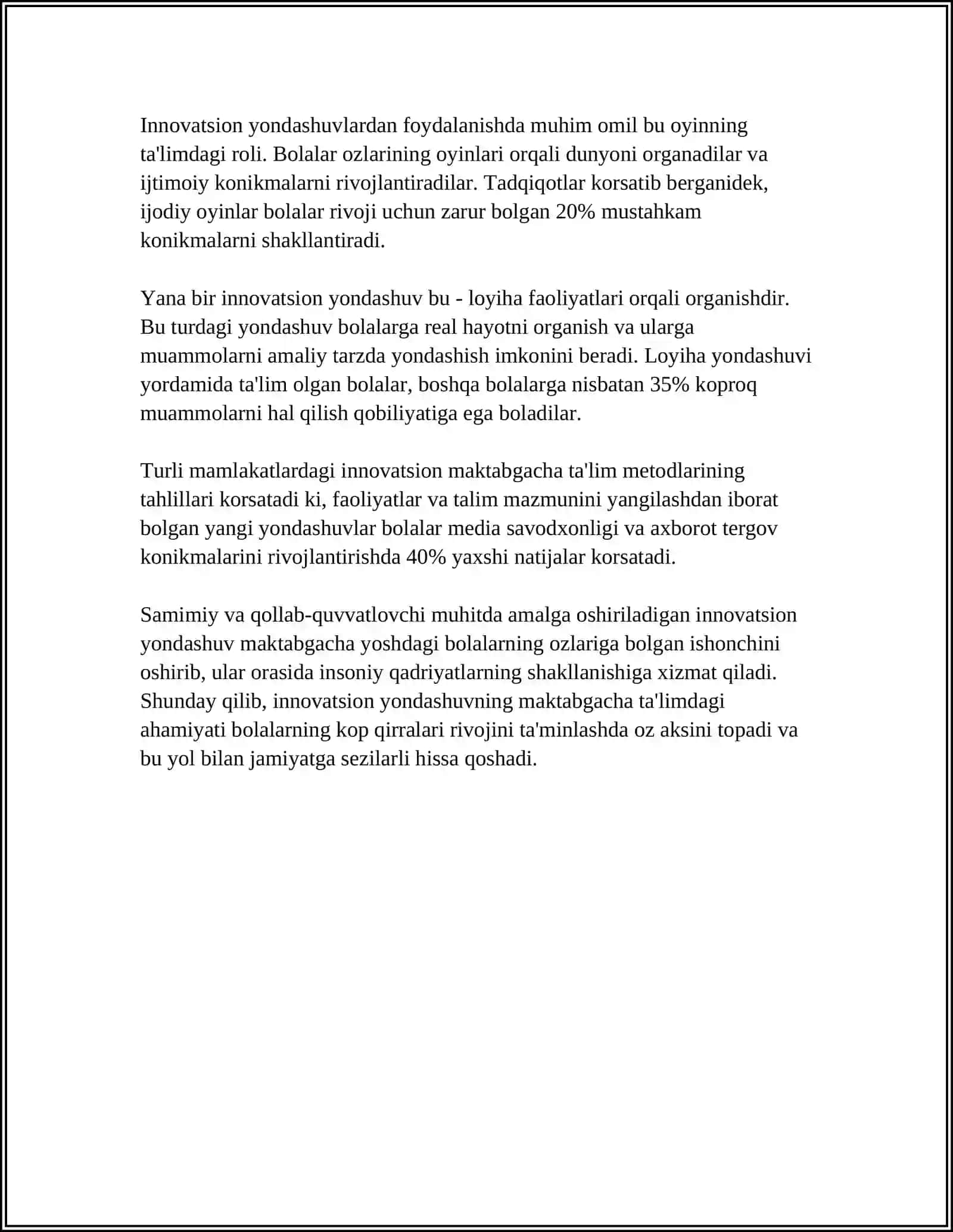 Innovatsion yondashuv va uning maktabgacha ta'limda ahamiyati 4