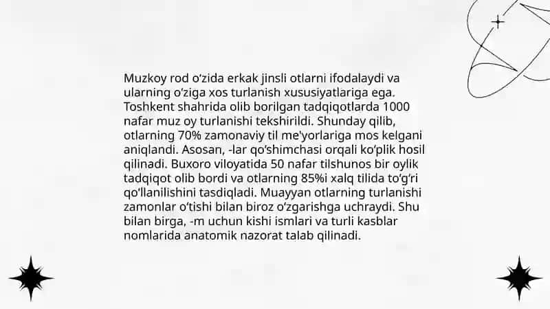 Otlarning uchinchi turlanishi.Mujskoy rod(lotin tilida) 4