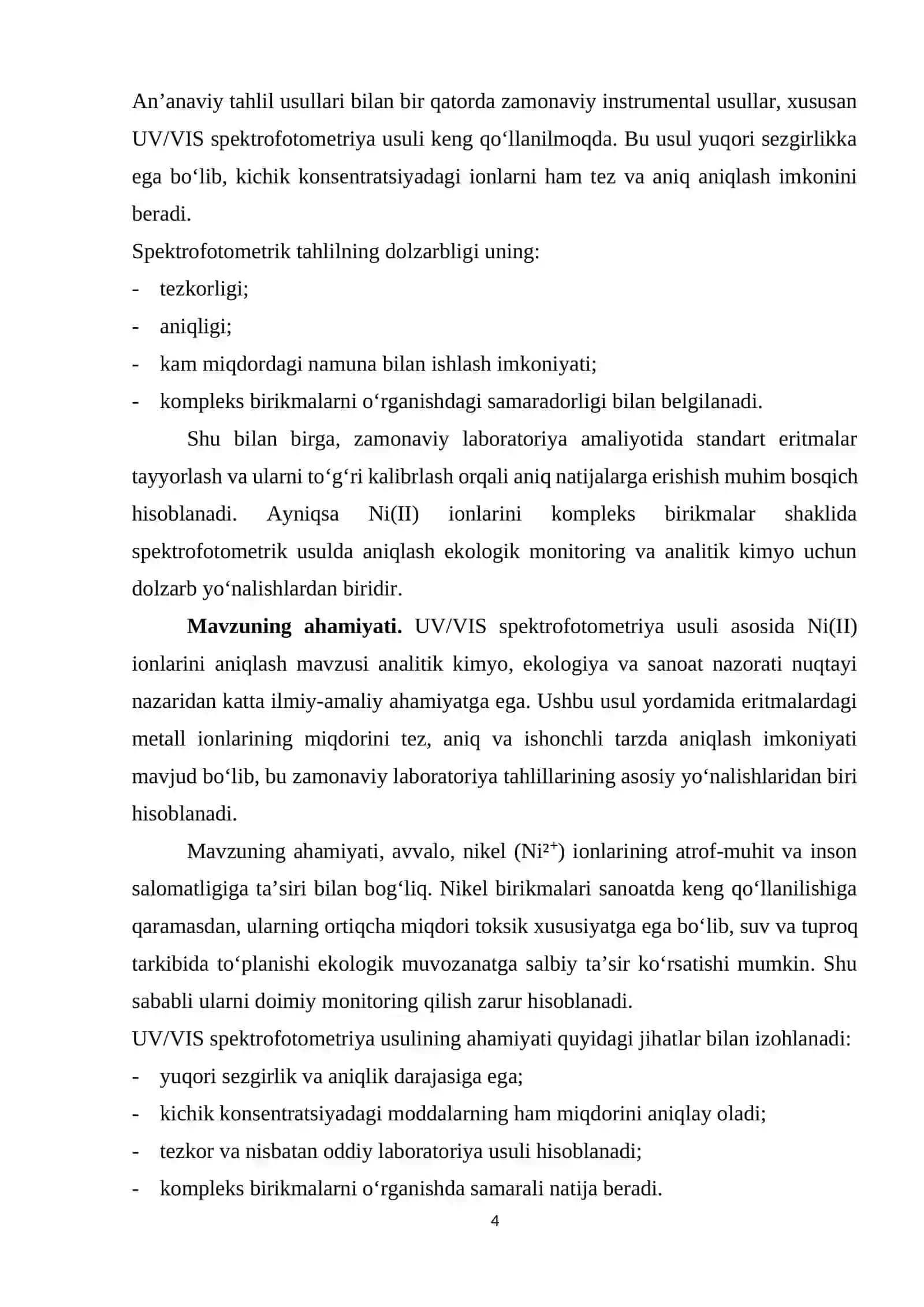 UV/ spektorofotometirda nikel (II) ionlar miqdorini hisoblash 4