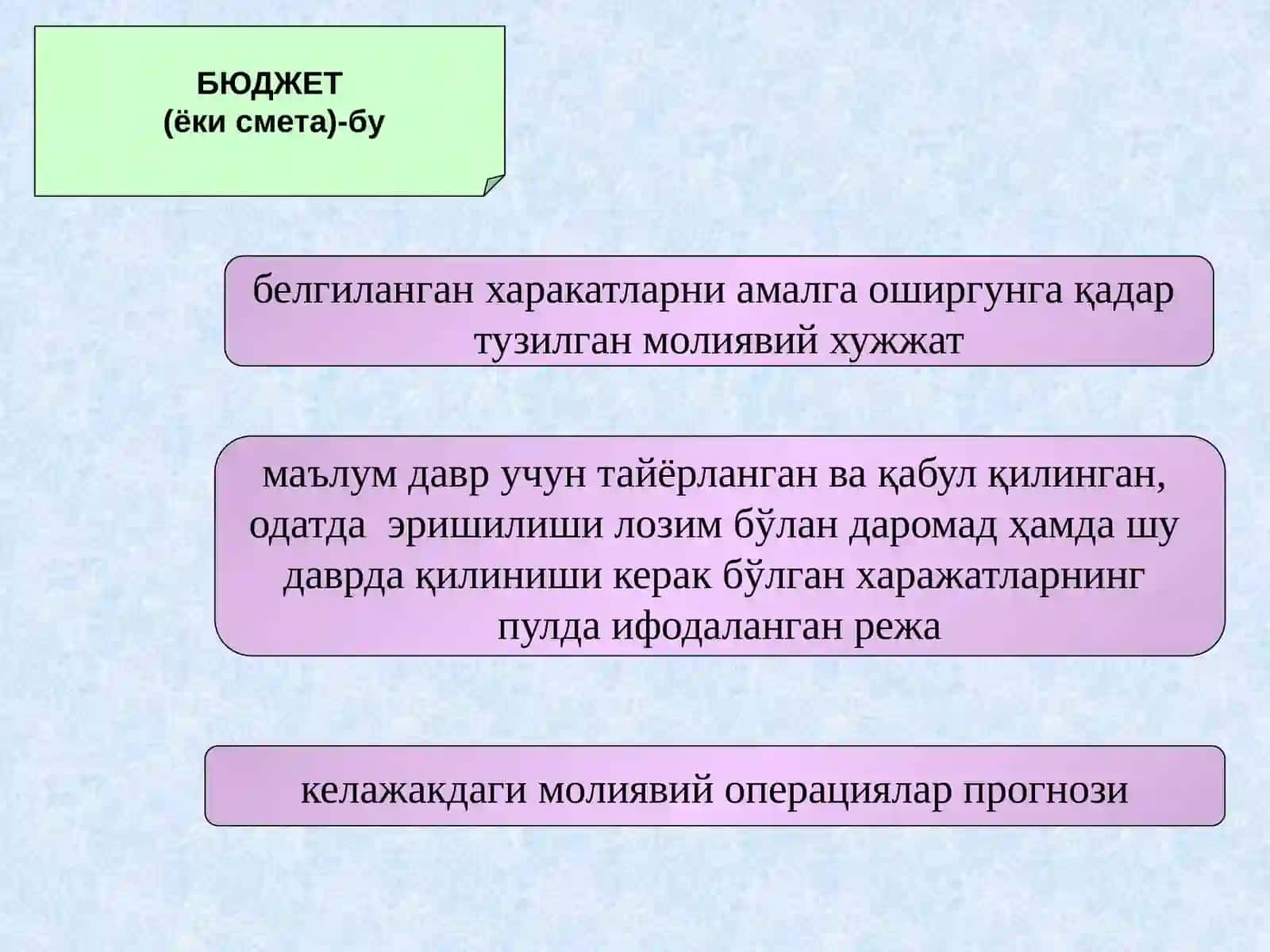 Бюджетлаштиришнинг таркибий қисмлари 4
