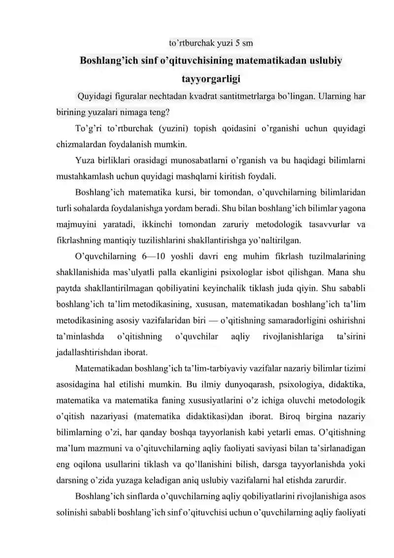 Yuza o'lchov birligi 4