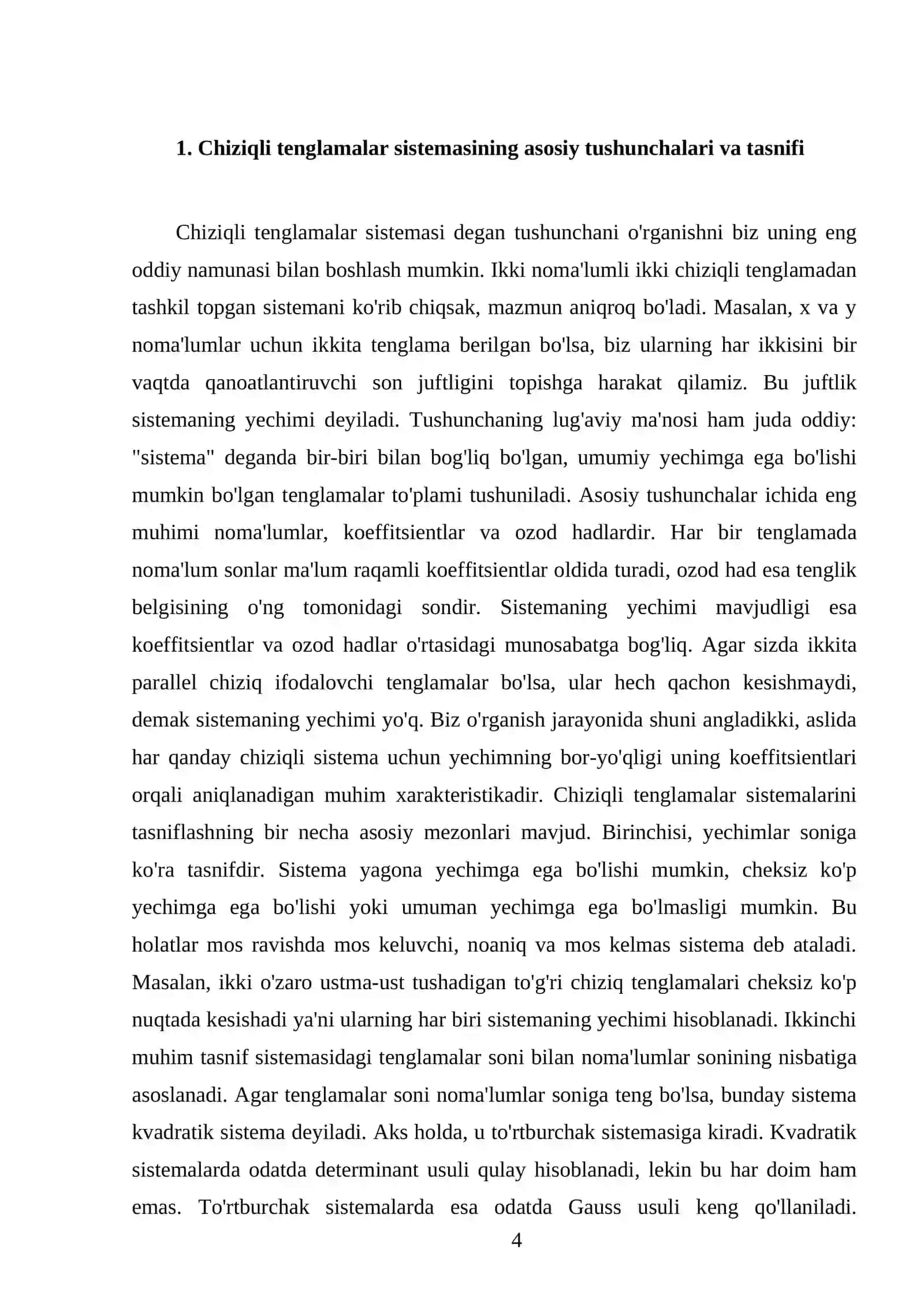 Chiziqli tenglamalar sistemasini. yechish usullari 4