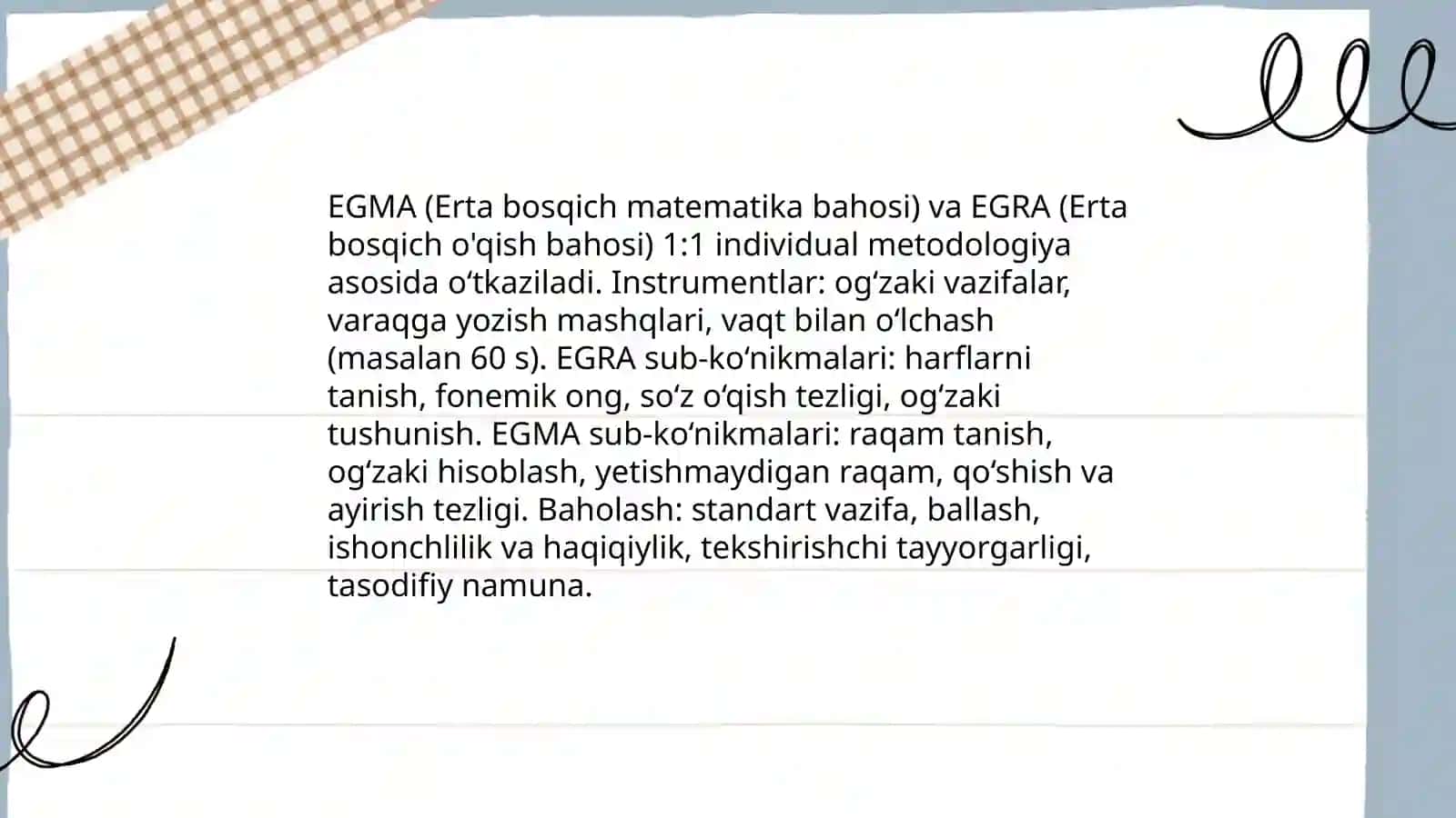 EGMA va EGRA xalqaro baholash dasturida 4