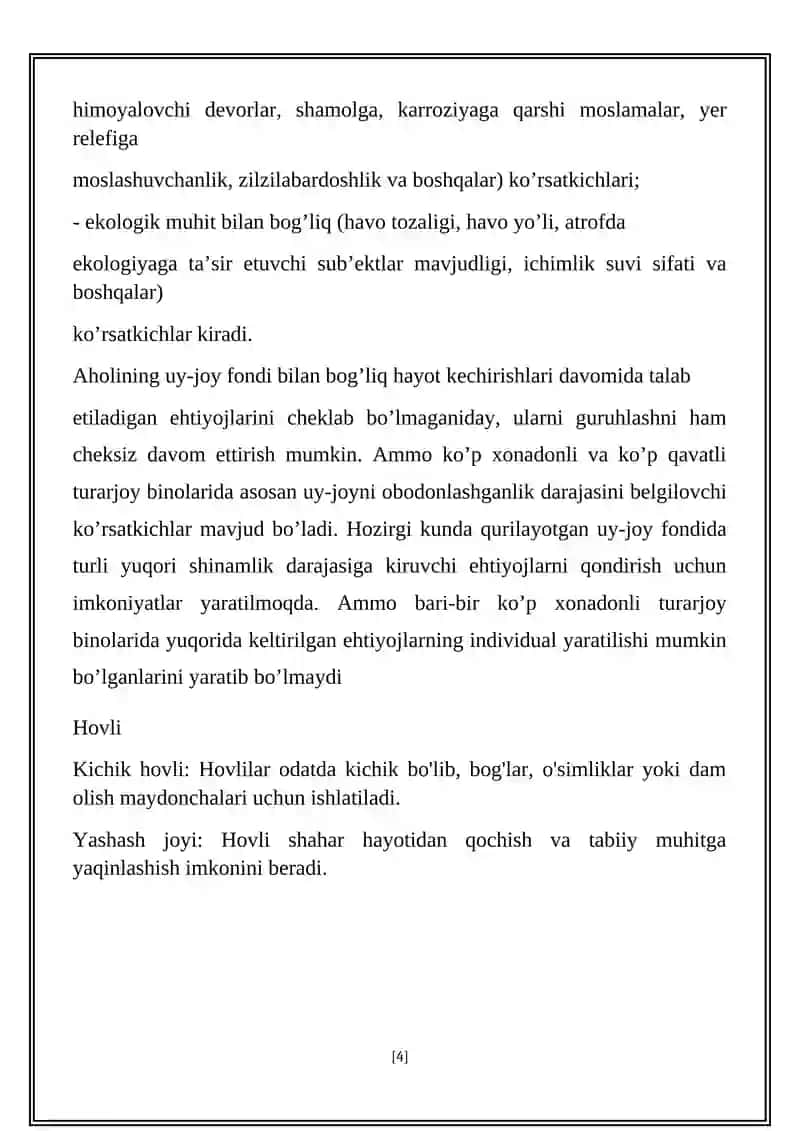 Shahar tipidagi hovlili uylar haqida 4