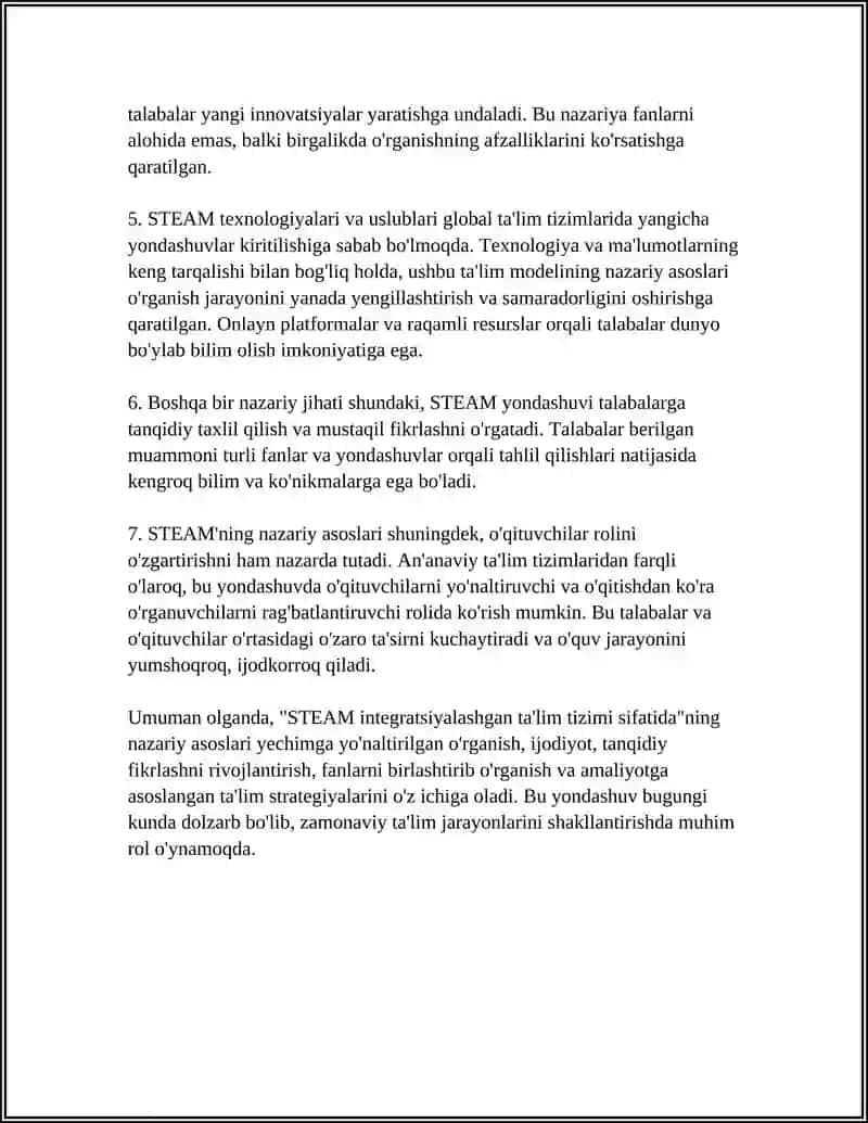 STEAM INTEGRATSIYALASHTIRILGAN TALIM TIZIMI SIFATIDA 4
