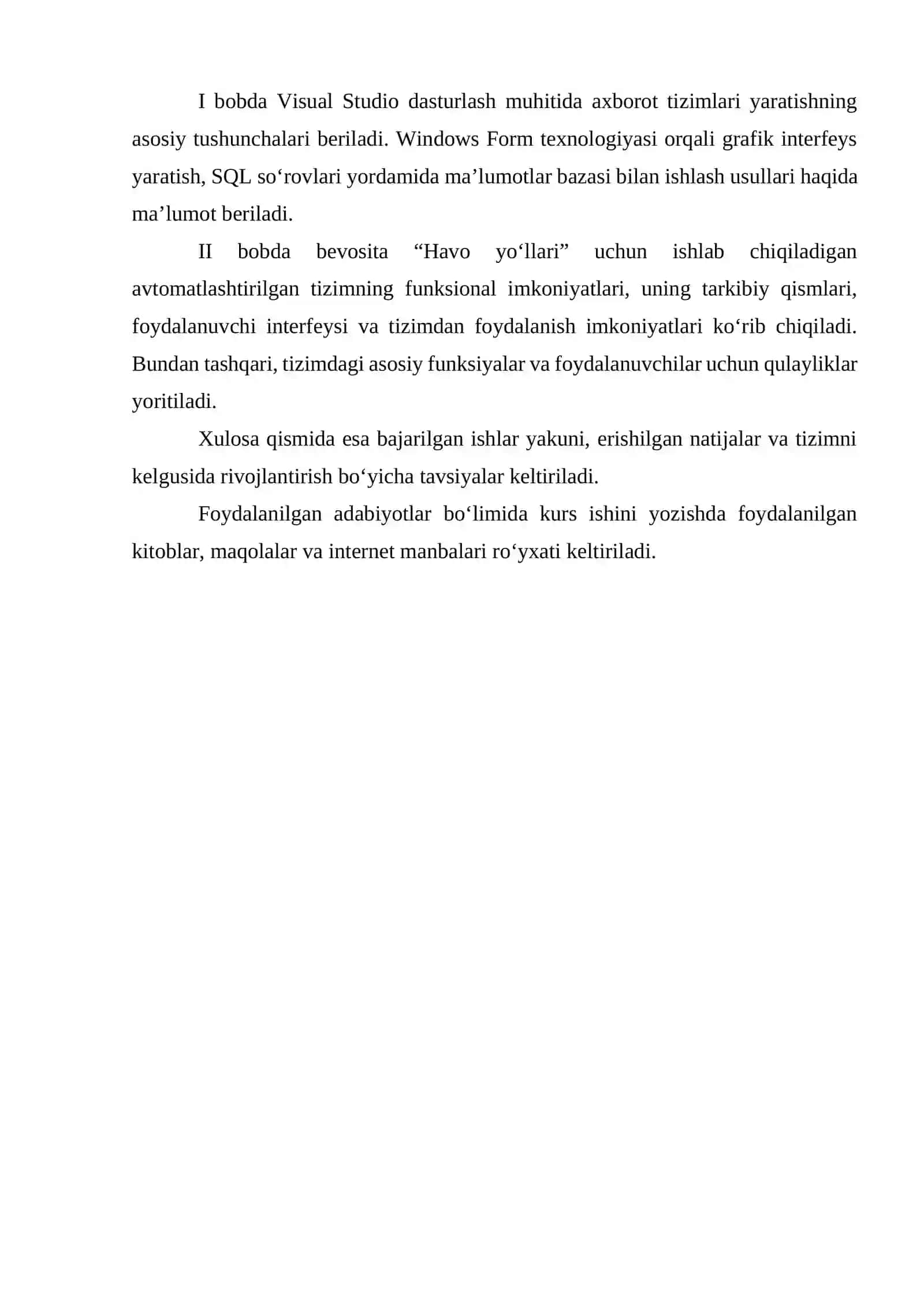 VISUAL STUDIO DASTURLASH MUHITIDA AXBOROT TIZIMLARI YARATISH 4