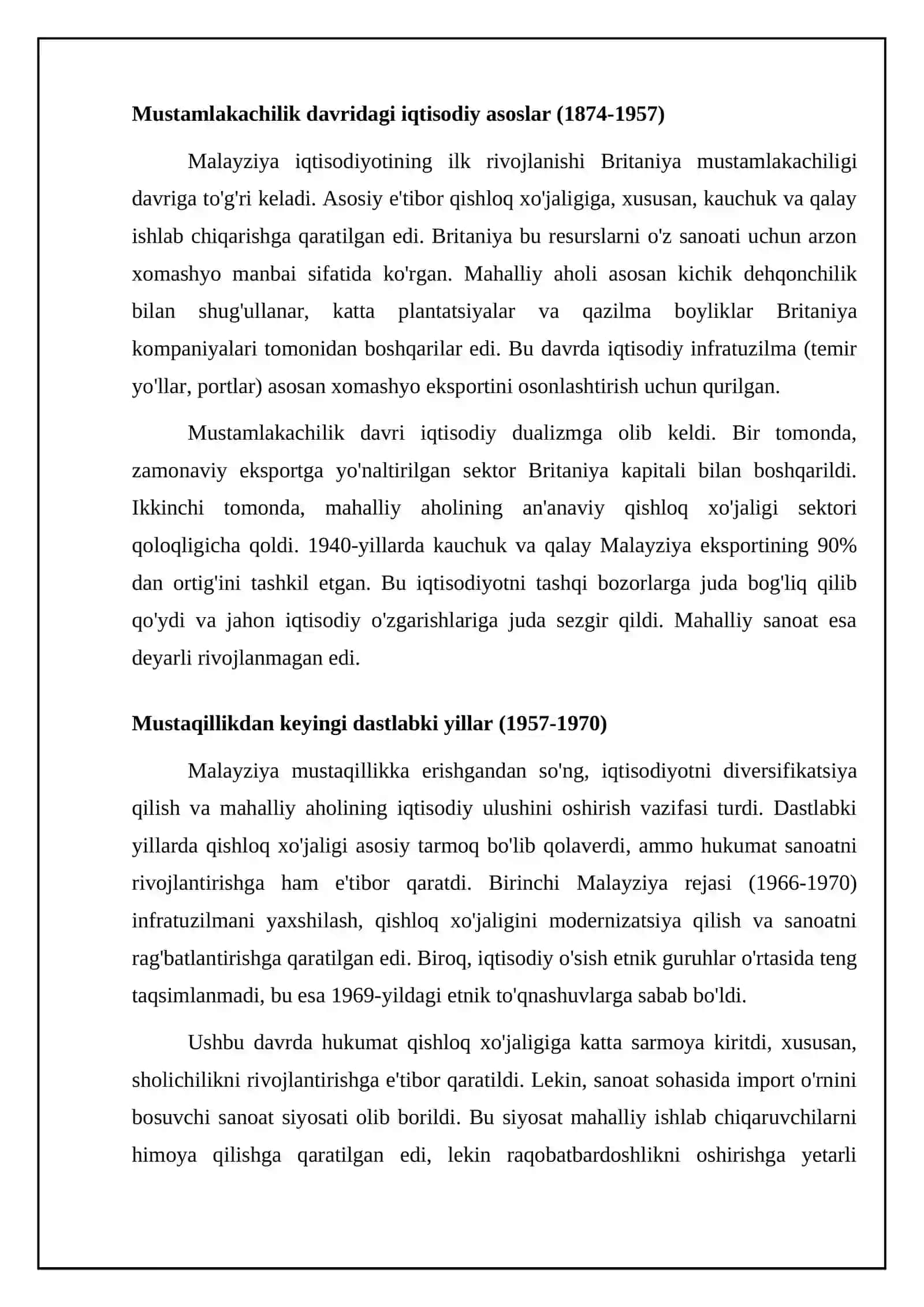 Malayziya iqtisodiyotining rivojlanish yollari 4