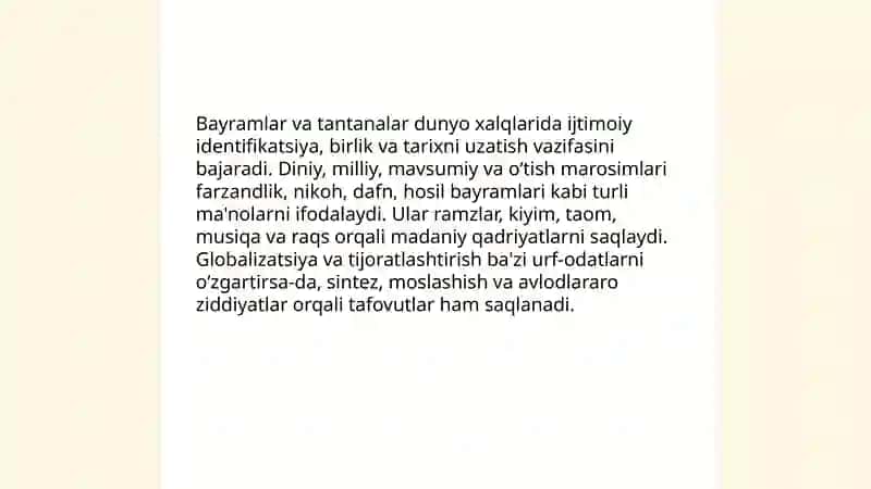 Dunyo xalqlari madaniyatidagi umumiylik va farqlar 4