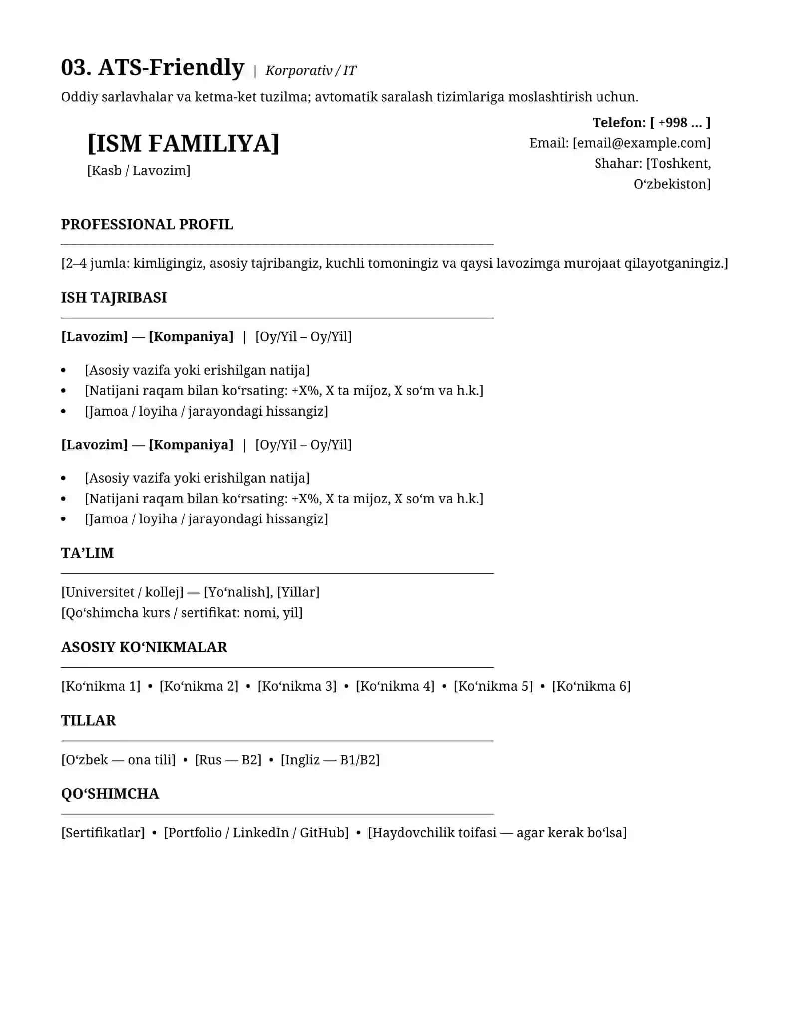 CV / RESUME 4