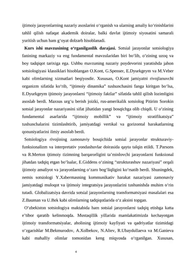 Sotsial jarayonlar kurs ishi 4