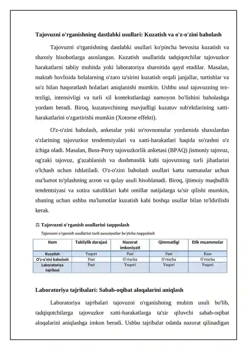 Agressiyani o'rganish usullari 4