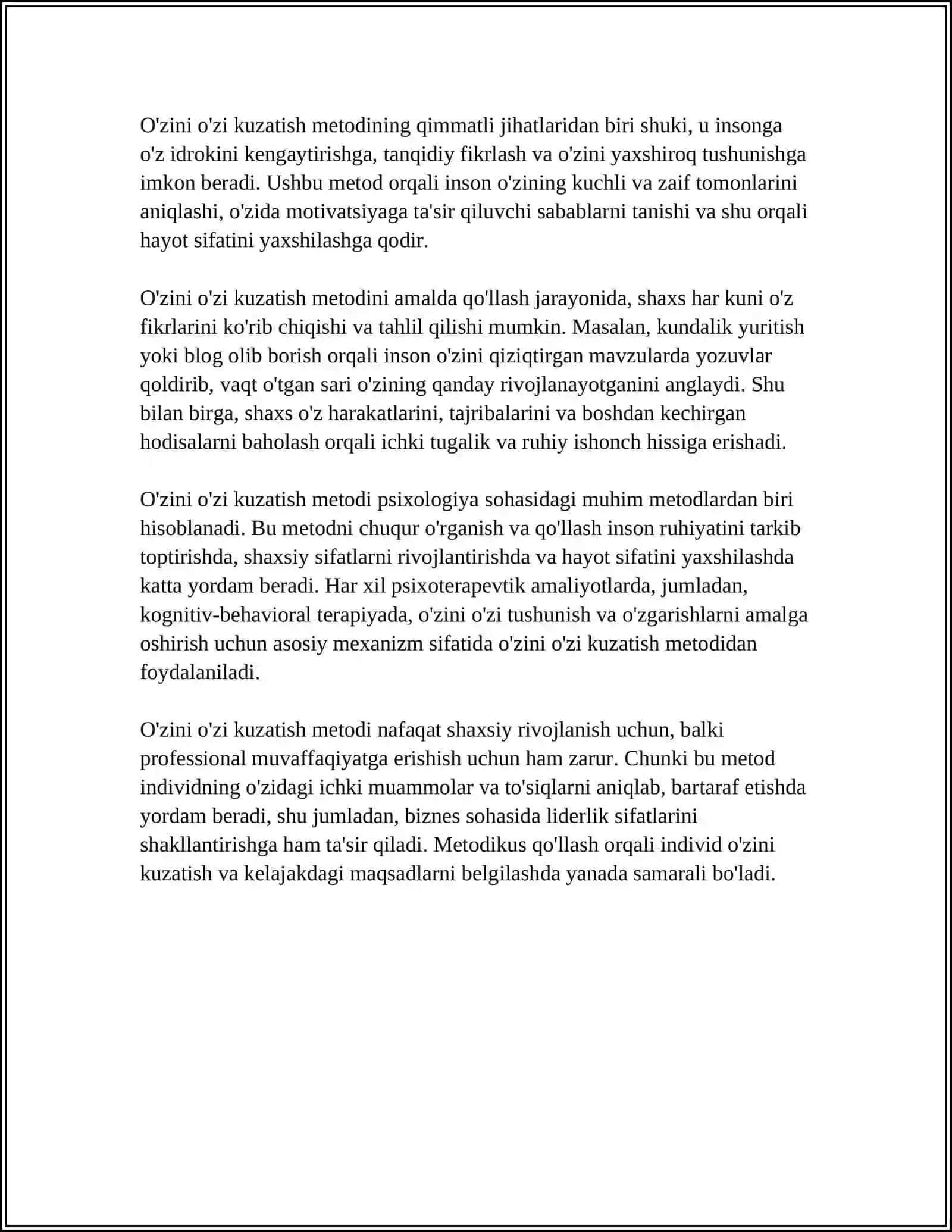 O'ZINI O'ZI KUZATISH METODI 4