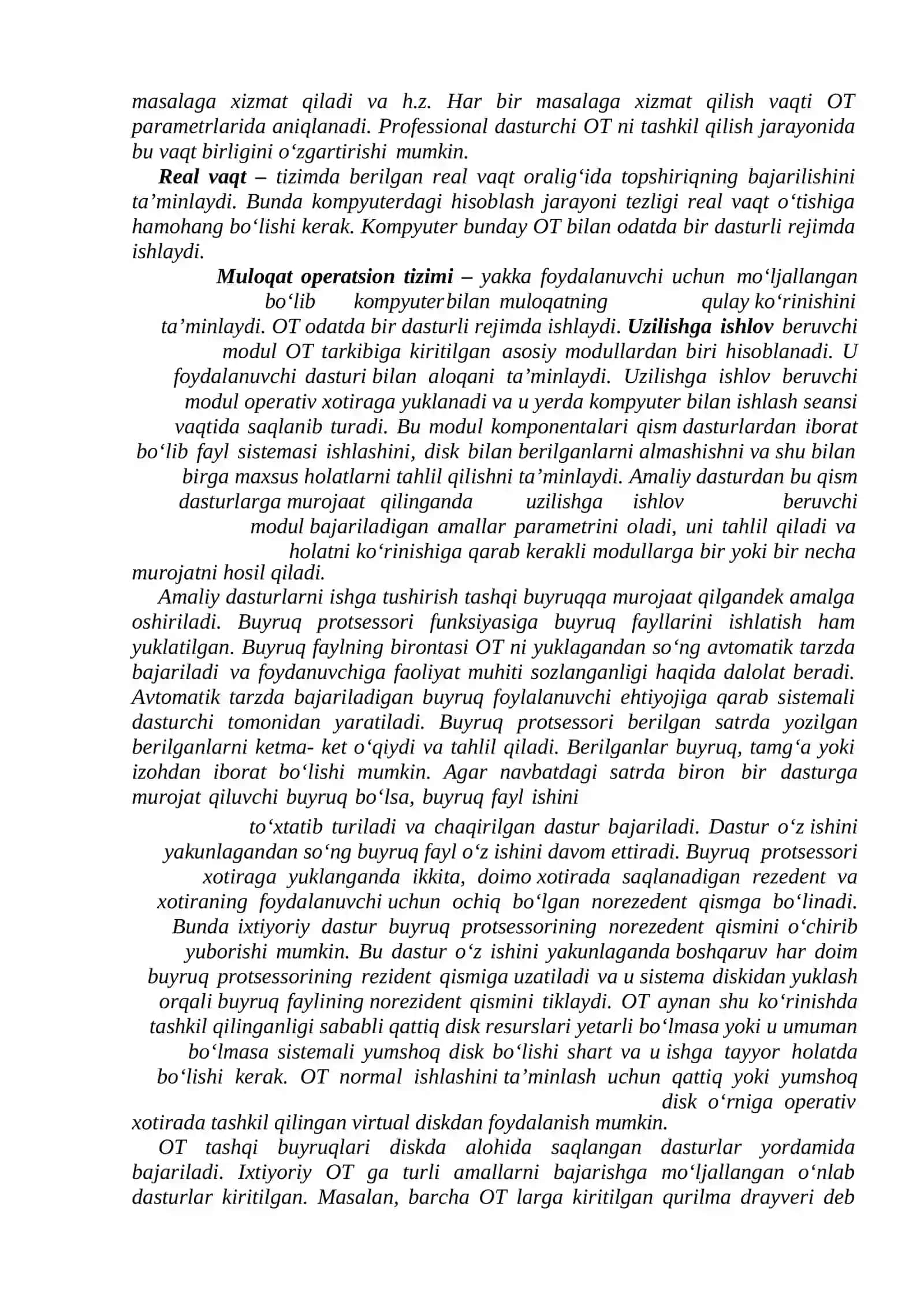 Kompyuterning dasturiy ta’minoti. Operatsion tizim 4