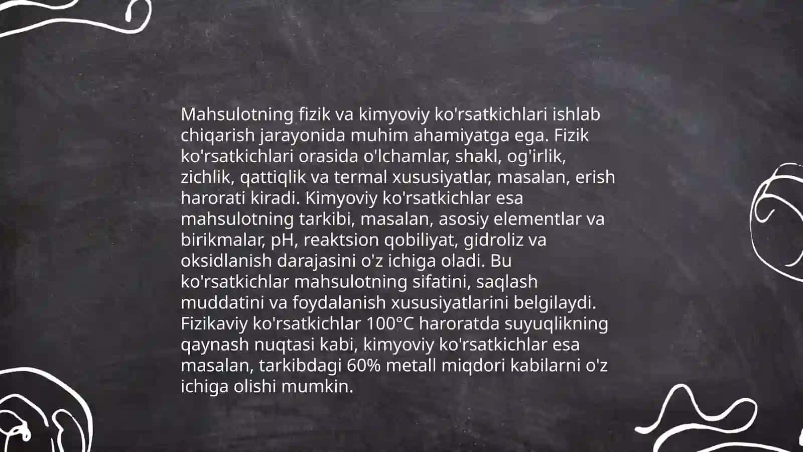 Maxsulot sifat ko’rsatkichlari 4