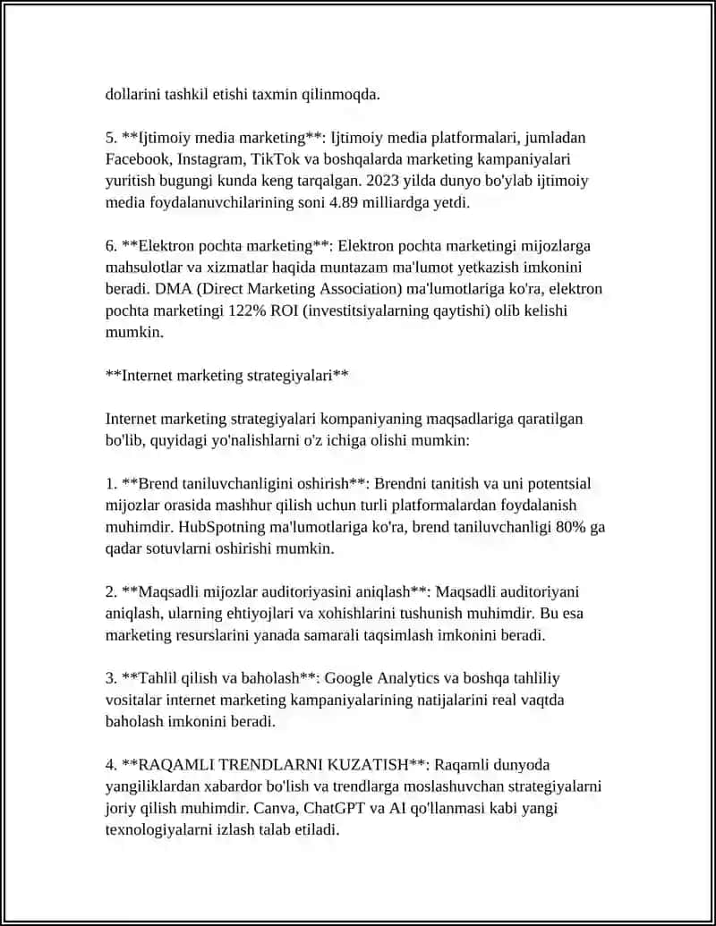 INTERNET MARKETING BILAN ISHLASH 4