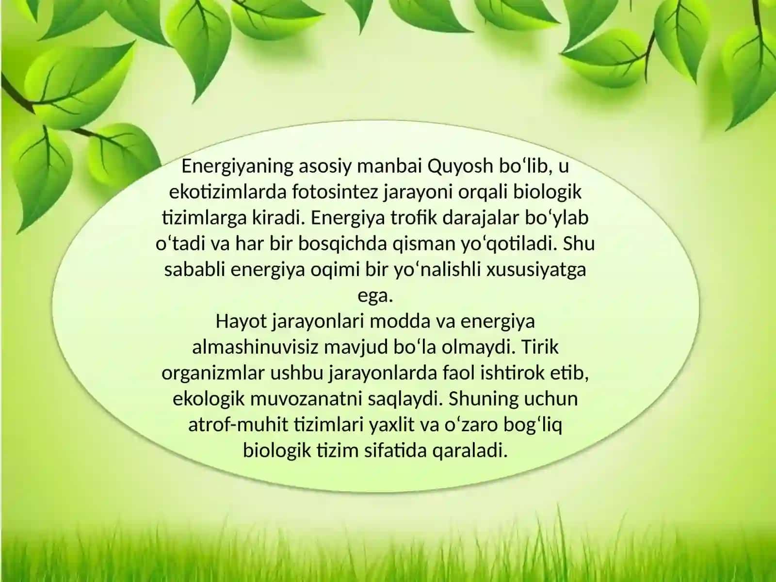 Atrof-muhit tizimlari modda, energiya va hayot 4