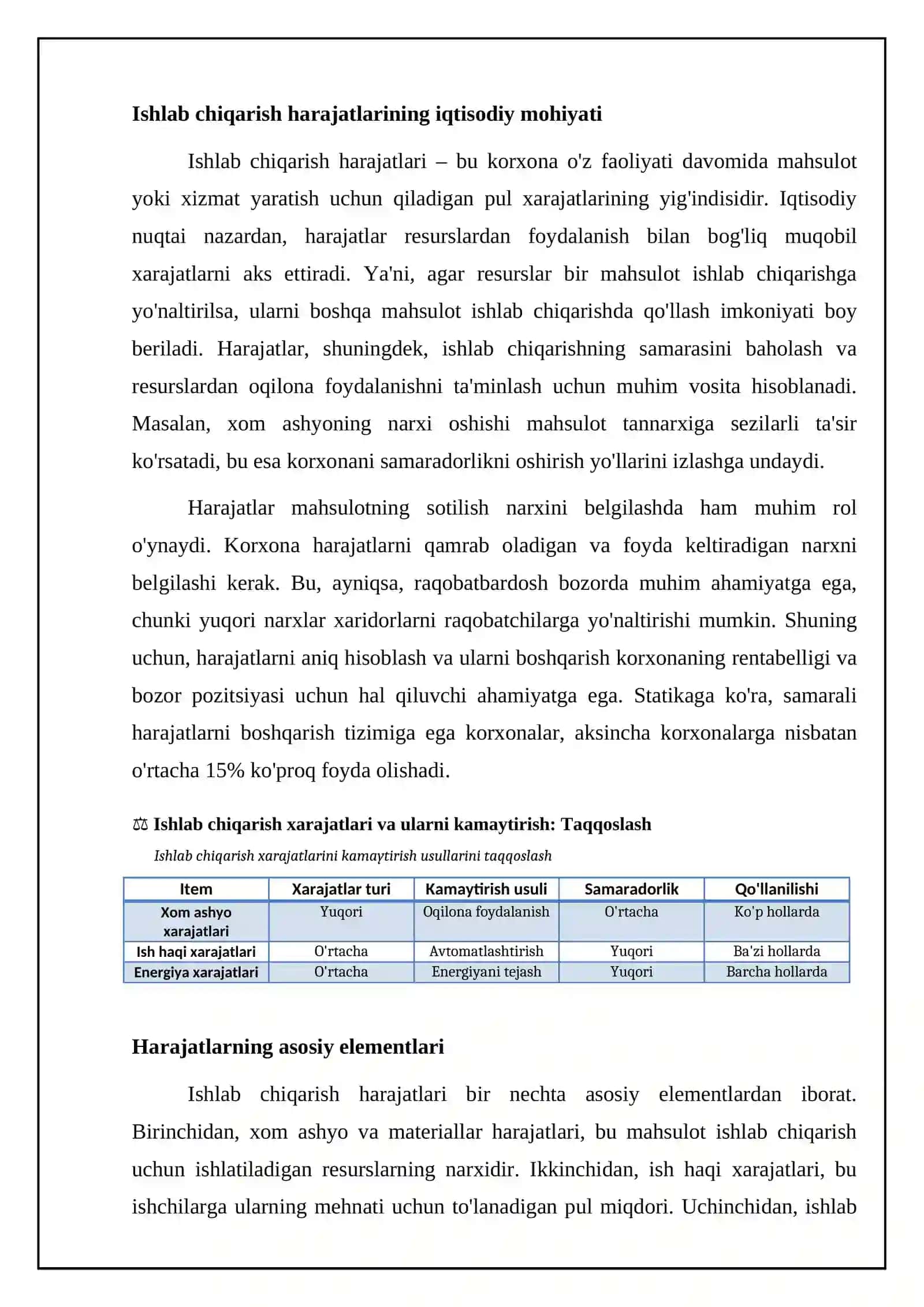 Ishlab chiqarish harajatlari va ularni kamaytirish 4