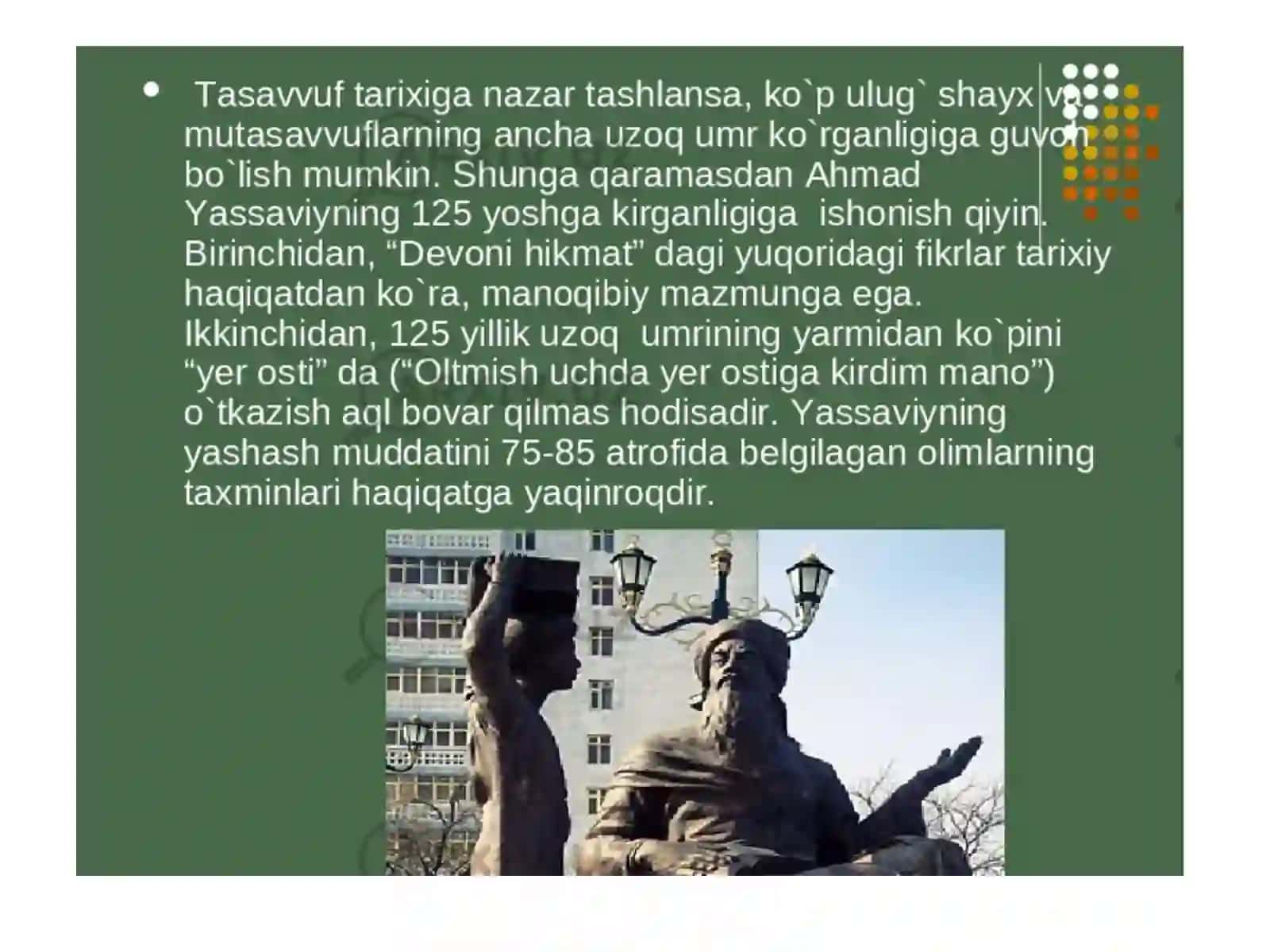 Ahmad Yassaviy hayoti va ijodi 4