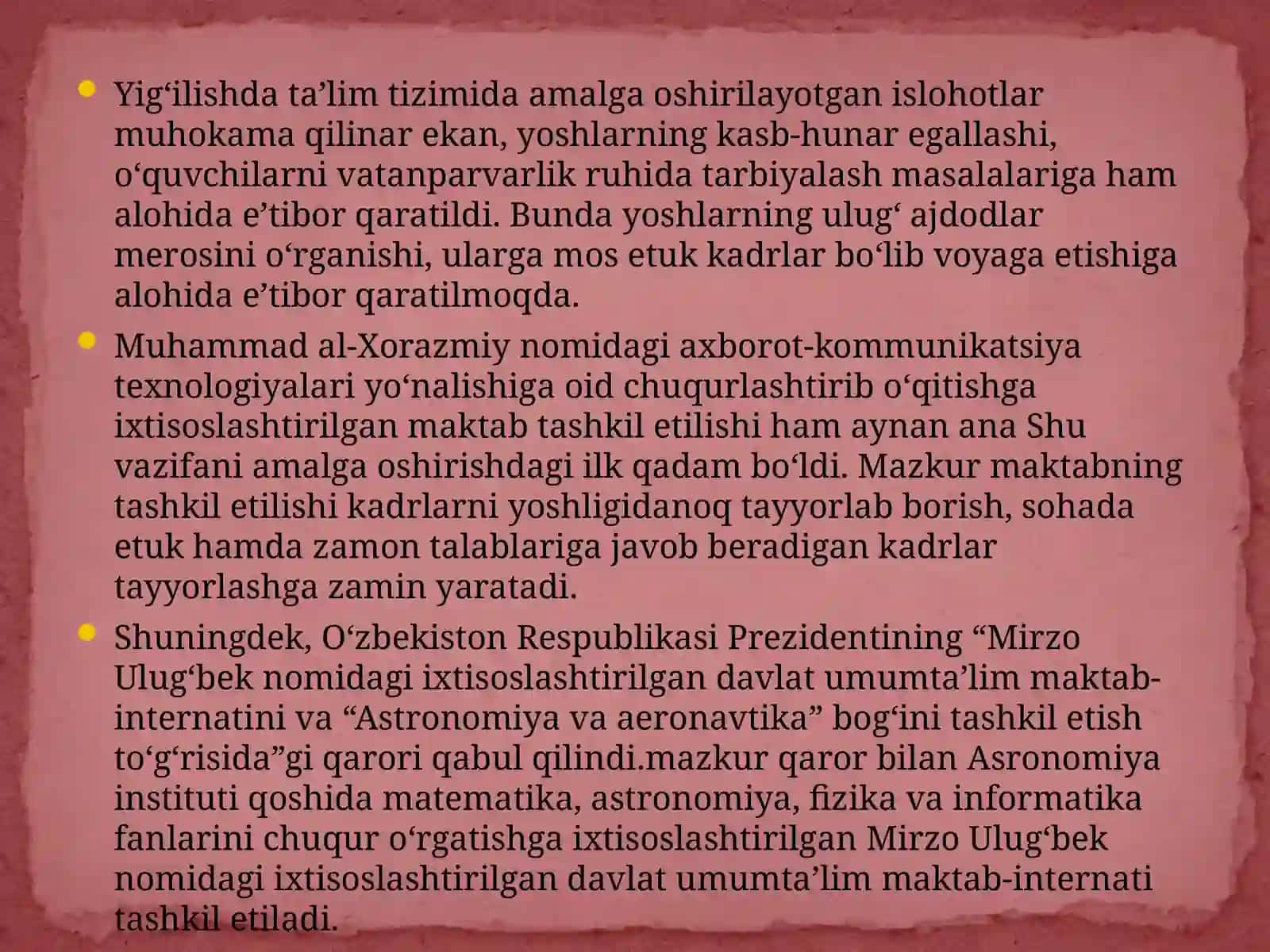 O‘zbekiston Respublikasi rivojining yangi bosqichida ta’lim-tarbiya islohotlari 4