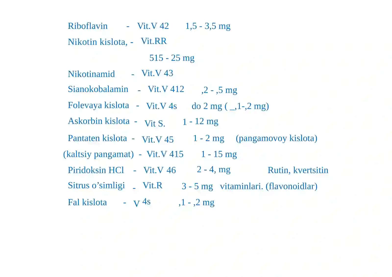 VITAMINLAR VA KOFERMENTLAR FARMAKOLOGIYASI 4