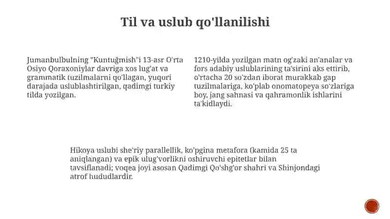 Jumanbulbul oʻgʻli varianti qisqacha mazmuni 4