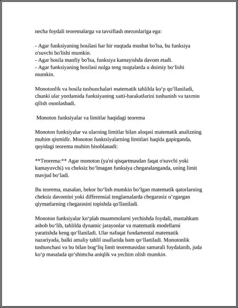 MANOTON FUNKSIYANING LIMINTI HAQIDA TEOREMALAR 4