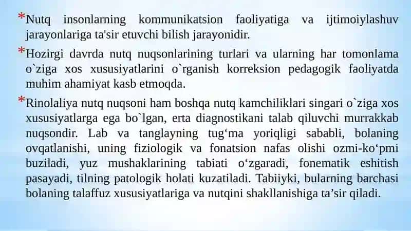 Rinolaliyada tovushlarni nutqqa qo’yishning o’ziga xos xususiyatlari 4