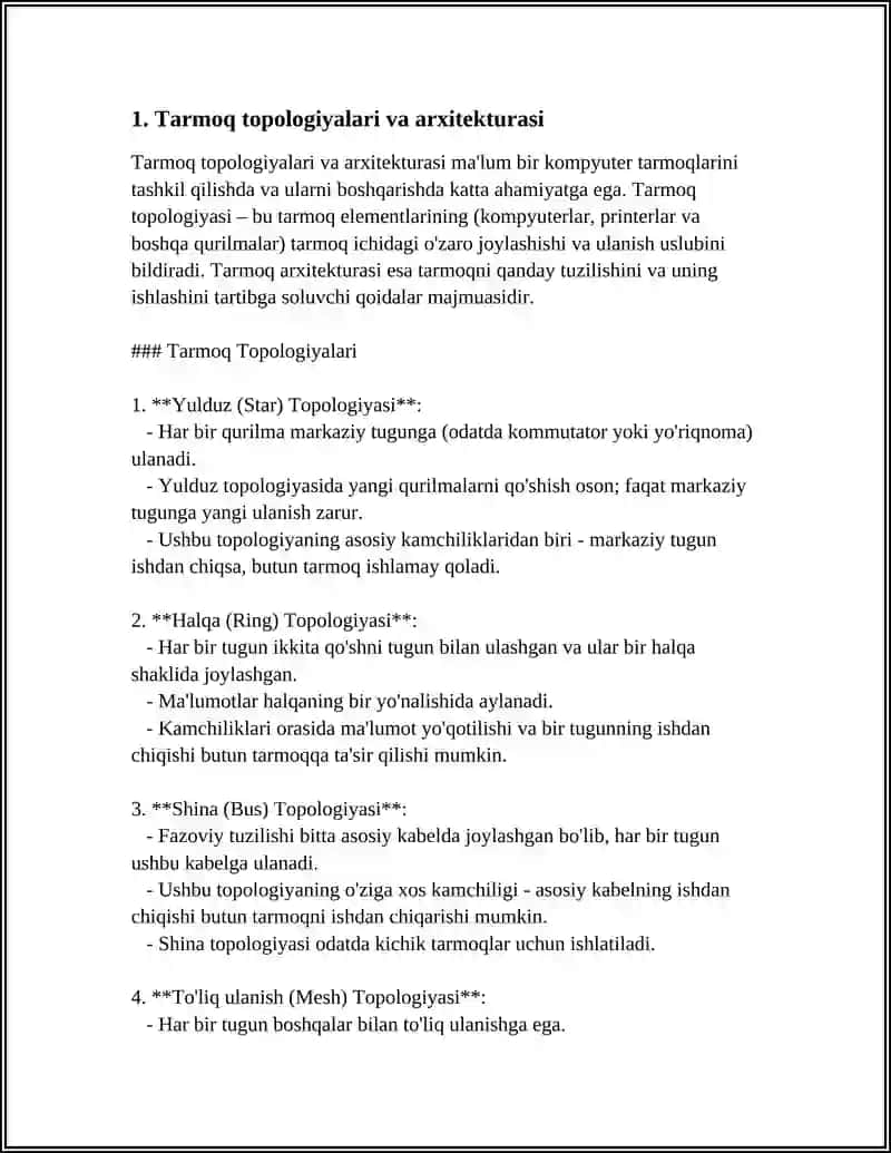 TARMOQ TEXBOLOGIYALARI.INTERNET BAYONNOMALARI. INTEMETDA XABAR ALMASHINISH VA SOLLASHUV XIZMATLARI 4